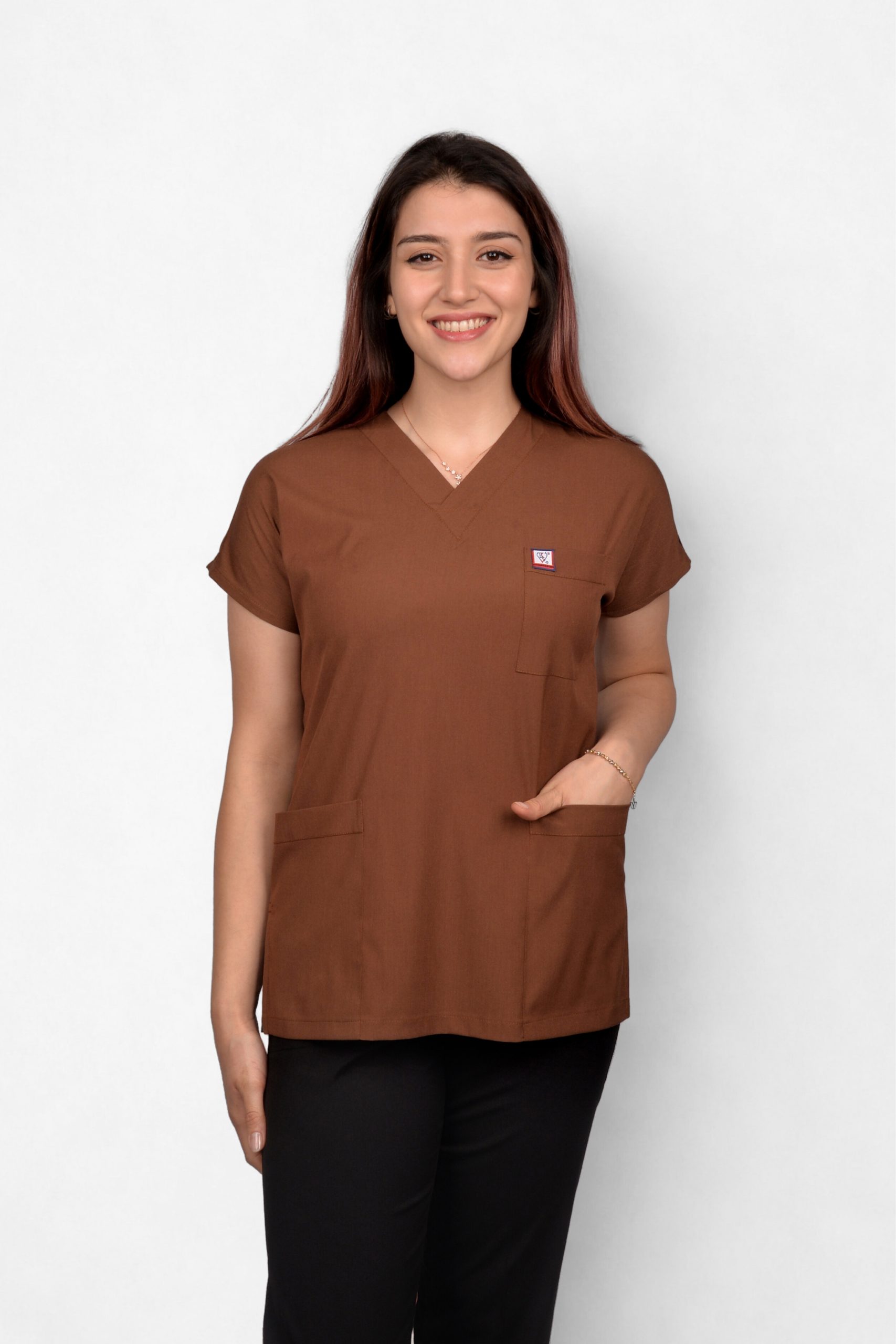 Untitled (4929 x 2048 px) - 4 Kadın Üniforma Üst Kahverengi - Görsel 1